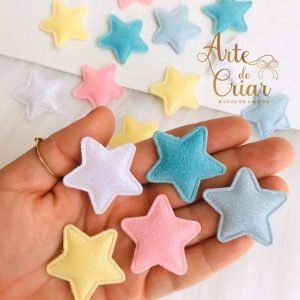 Estrela acolchoada c/ gliter fino - Imagem 2