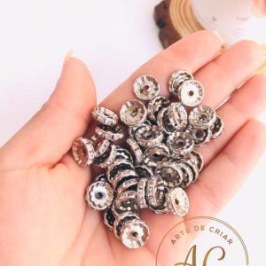 Rondela com pedra de strass 12mm