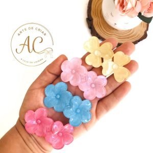 Aplique flor dupla de acrílico