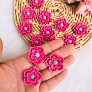Aplique flor de resina rosa 3cm. - Imagem 2