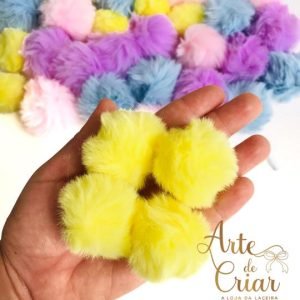 Pompom de pelúcia amarelo 4cm