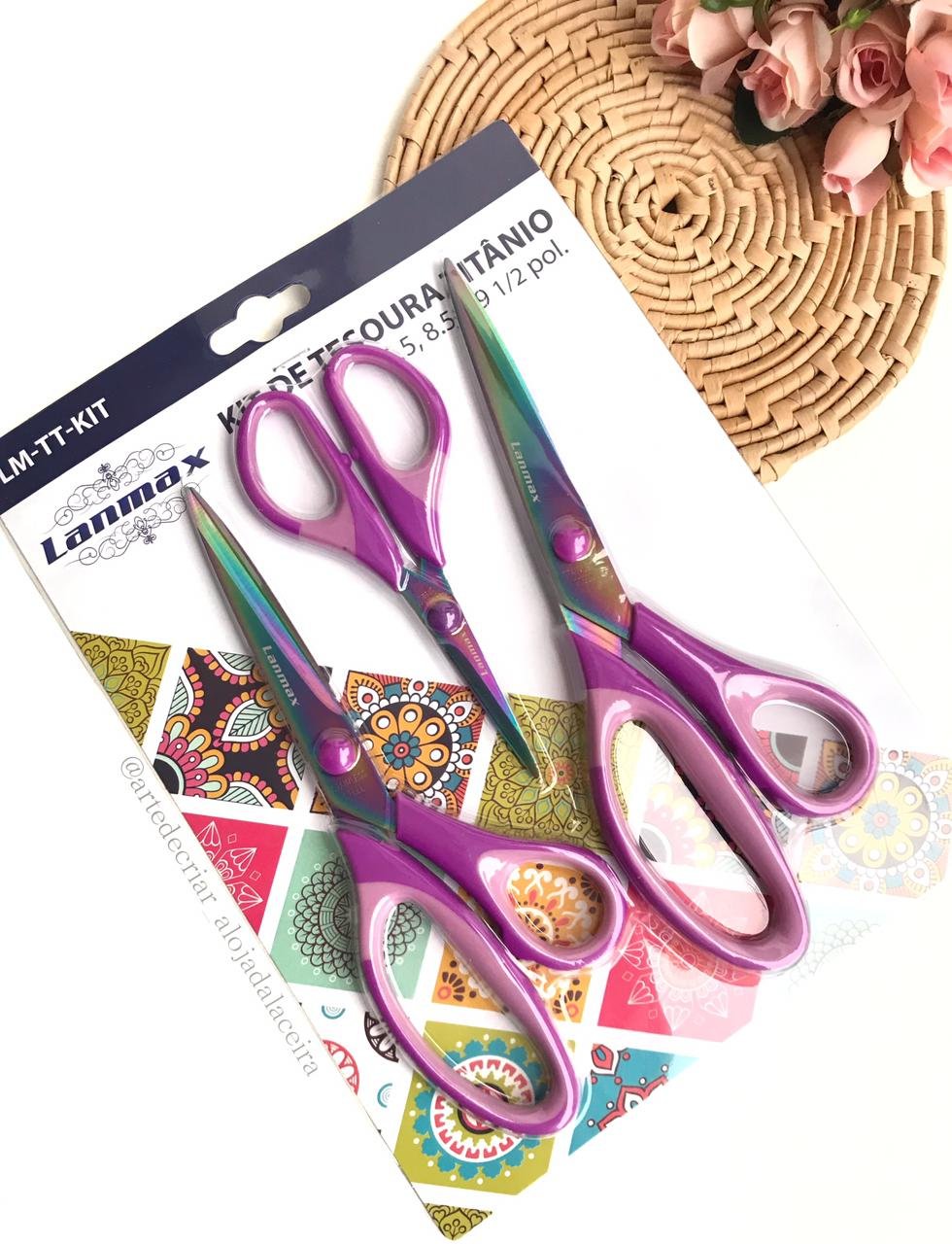 Kit de tesoura titânio c/ 3 peças