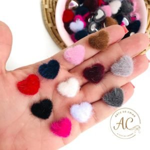 Aplique mini coração de pelúcia 17mm - Imagem 1