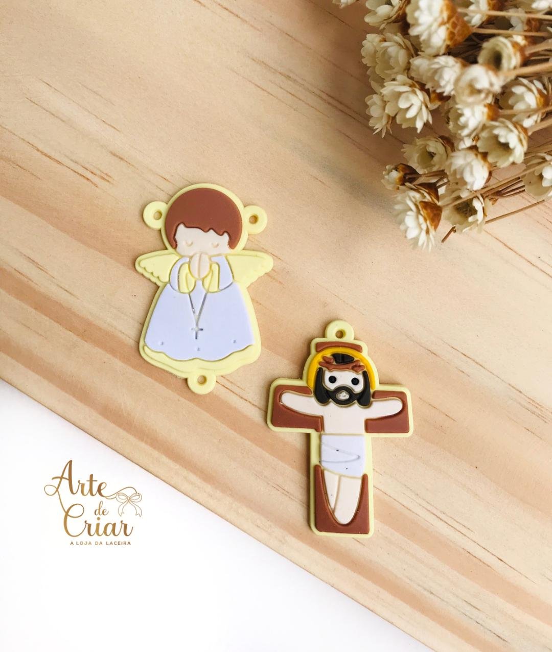 Aplique emborrachado terço infantil amarelo bebê