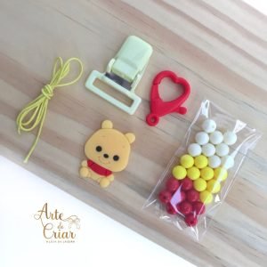 Kit completo p/ prendedor de chupeta ursinho Pooh masculino