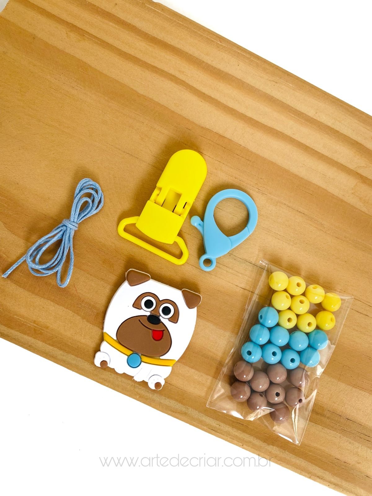 Kit completo p/ prendedor de chupeta cãozinho mel