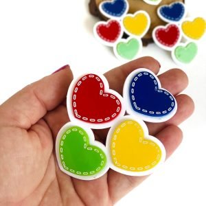 Aplique de acrílico escolar corações p/ tiara - Imagem 1