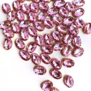 Chaton engrampado oval rosa bebê 10x14mm