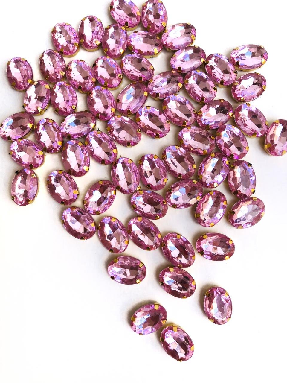 Chaton engrampado oval rosa bebê 10x14mm