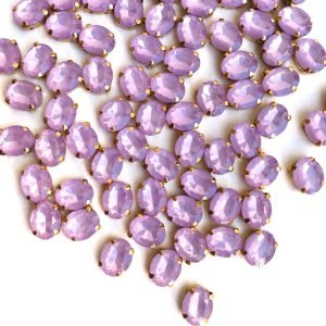 Chaton engrampado oval rosa opal 8x10mm