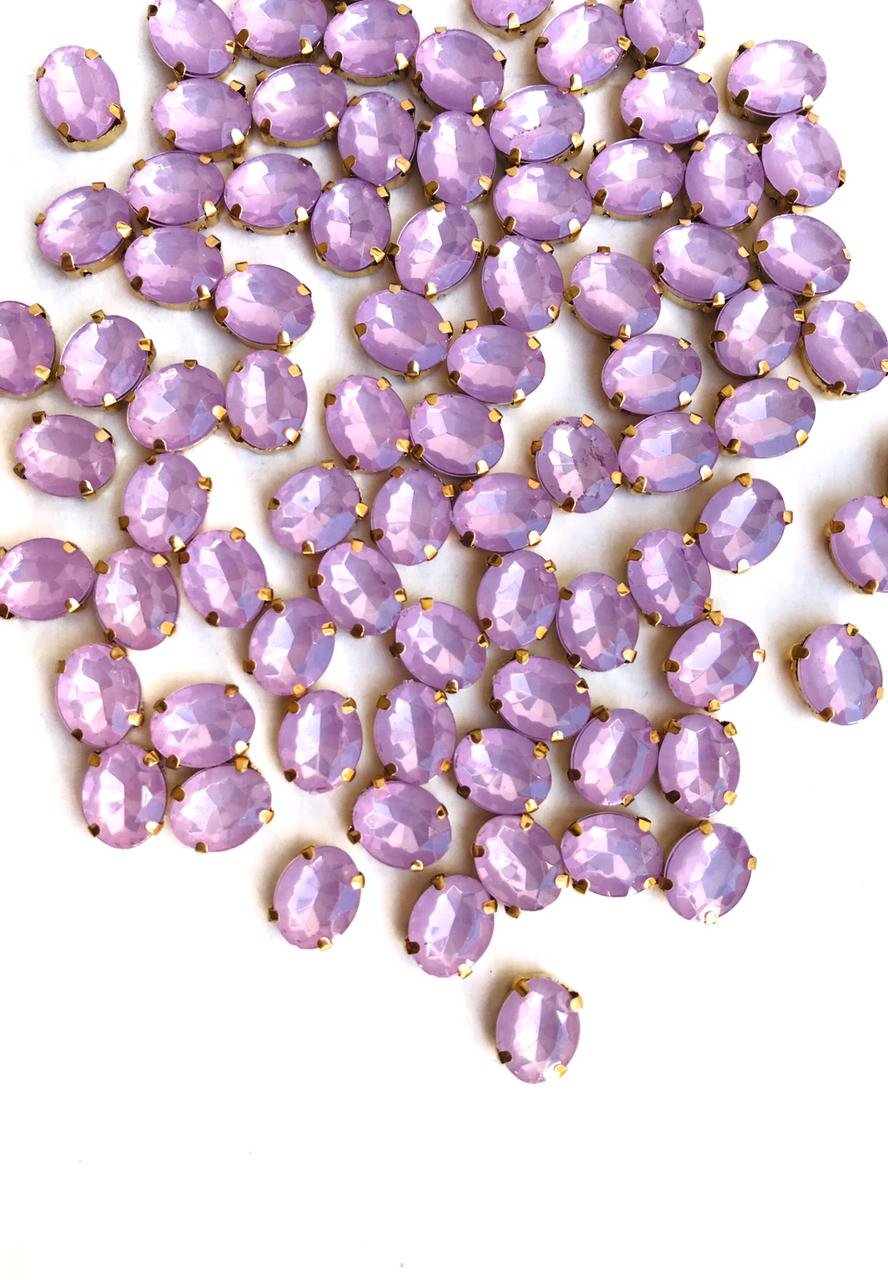 Chaton engrampado oval rosa opal 10x14mm