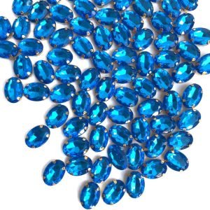 Chaton engrampado oval azul 10x14mm