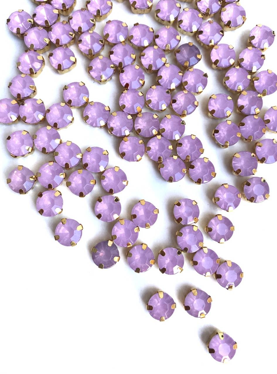 Chaton engrampado redondo rosa opal 8mm