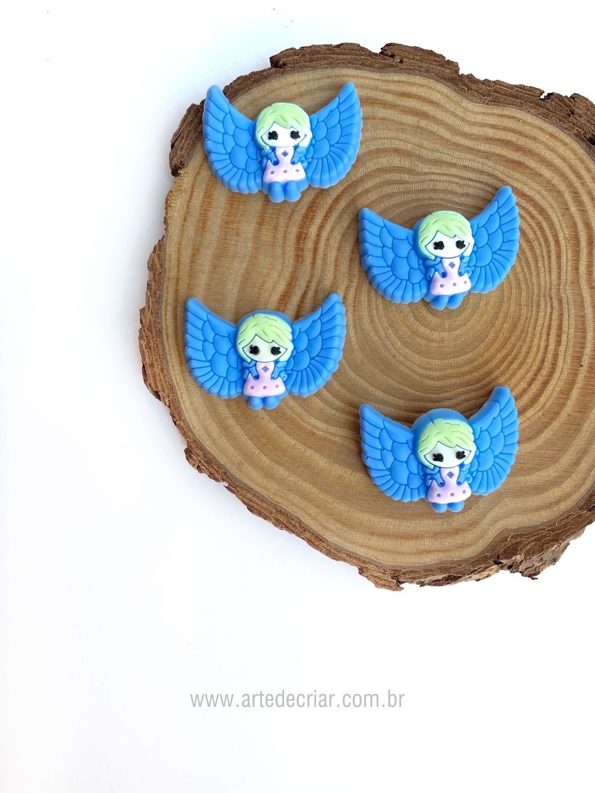 Aplique emborrachado menina anjo azul 3D (2und.)