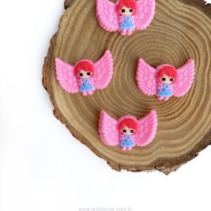 Aplique emborrachado menina anjo rosa 3D (2und.) - Imagem 1