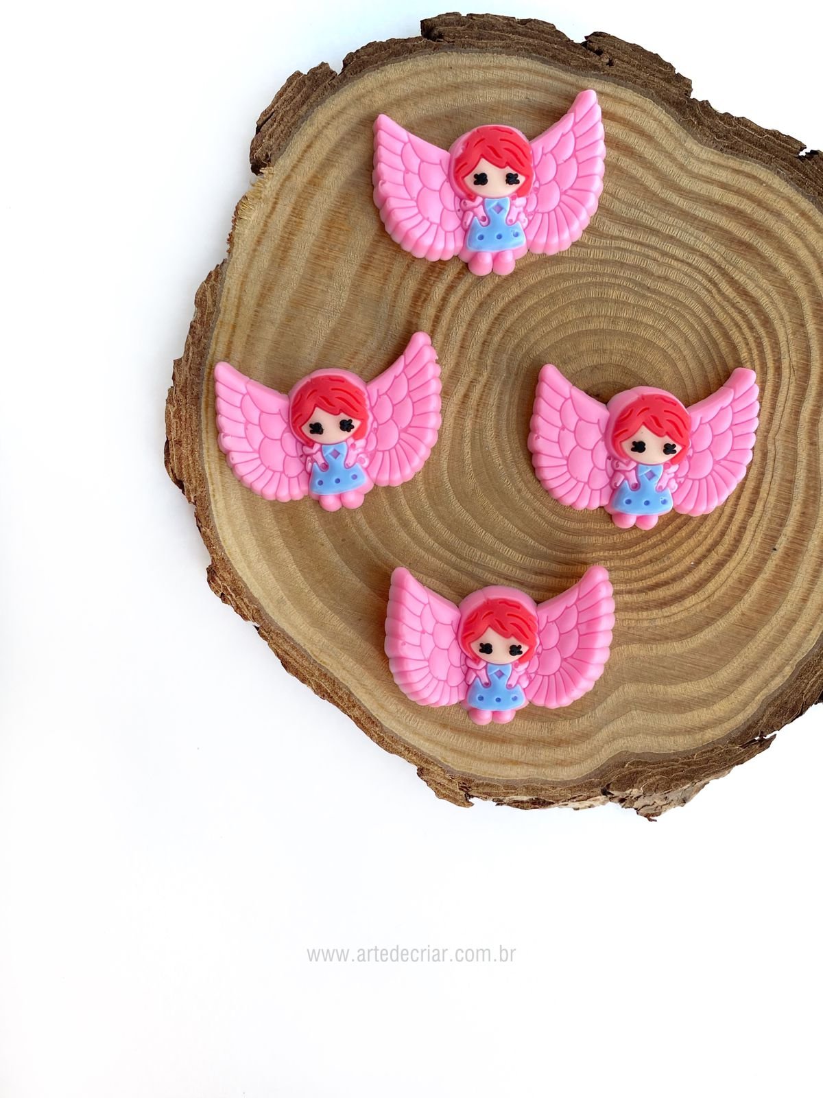Aplique emborrachado menina anjo rosa 3D (2und.)