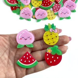 Aplique Fruta de resina c/ gliter (2 und.) - Imagem 1