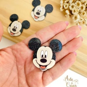 Aplique de resinha c/ gliter Mickey - Imagem 2