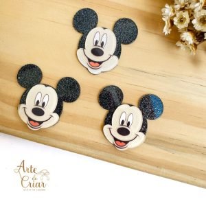 Aplique de resinha c/ gliter Mickey - Imagem 1