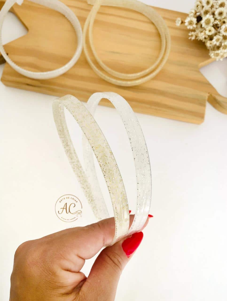 Tiara de silicone c/gliter 10mm