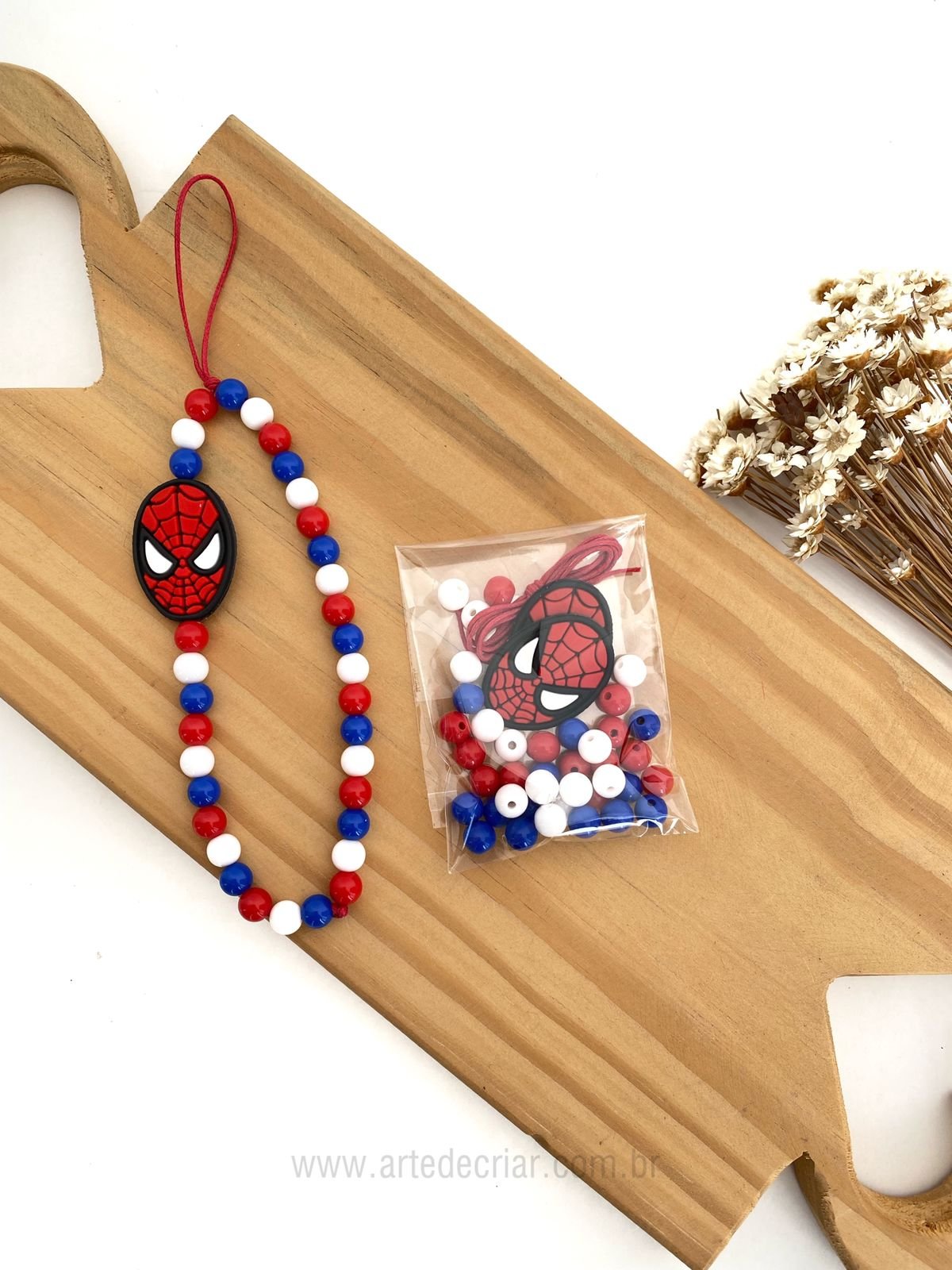 Kit p/ cordinha de garrafinha e strap phone - Homem aranha