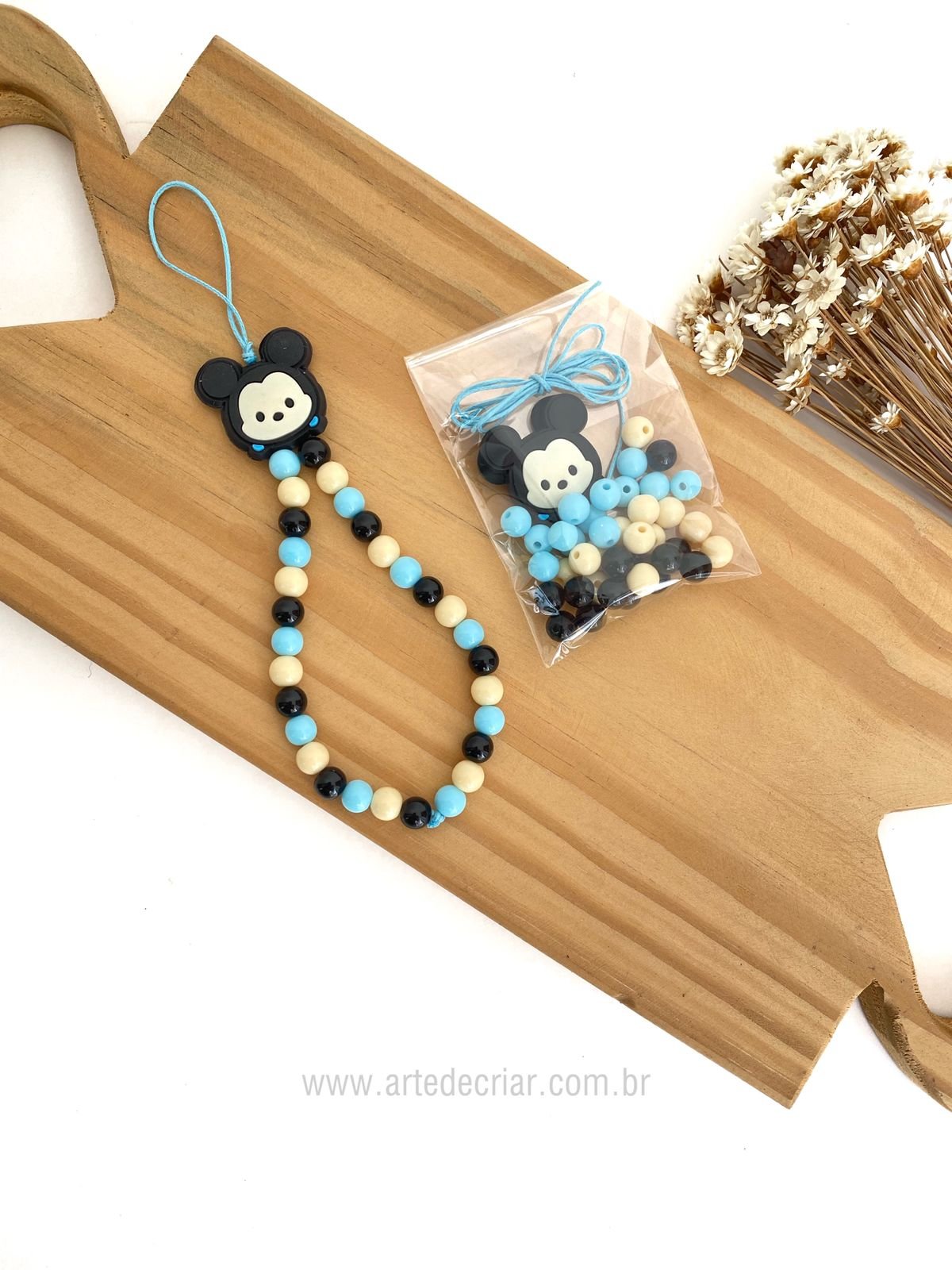 Kit p/ cordinha de garrafinha e strap phone - Mickey bebê