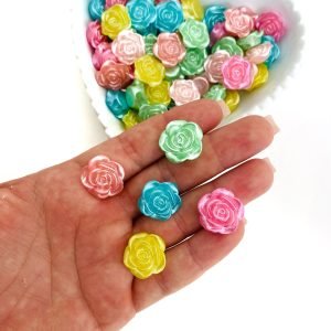 Entremeio de resina rosa colorida com 2 furos - Imagem 2