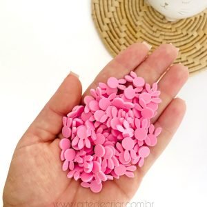 Mini aplique de acrílico rostinho de coelho rosa (5 und.)