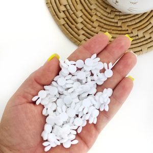 Mini aplique de acrílico rostinho de coelho branco (5 und.) - Imagem 1