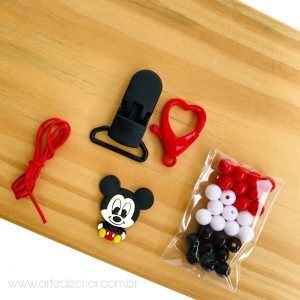 Kit completo p/ prendedor de chupeta Mickey bebê