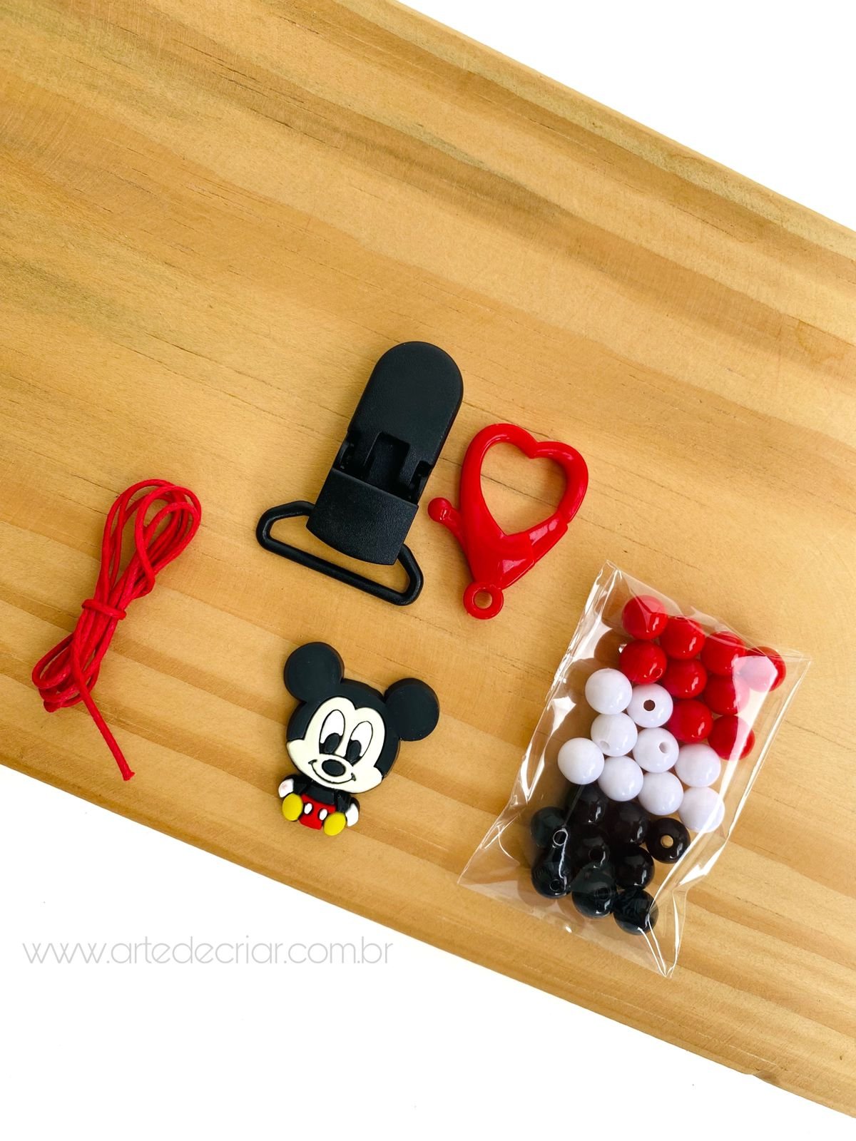 Kit completo p/ prendedor de chupeta Mickey bebê