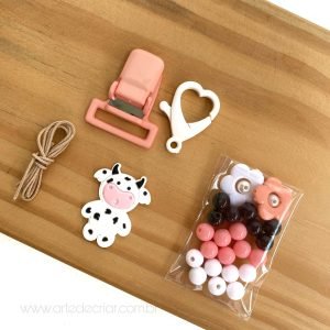 Kit completo p/ prendedor de chupeta vaquinha