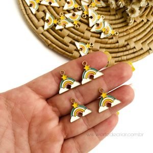 Pingente de metal Arco-íris c/ estrela 1,9cm. - Imagem 1