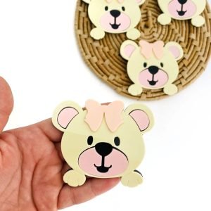 Aplique de acrílico curvado urso p/ tiara - Imagem 1