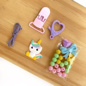 Kit completo p/ prendedor de chupeta Unicórnio bebê