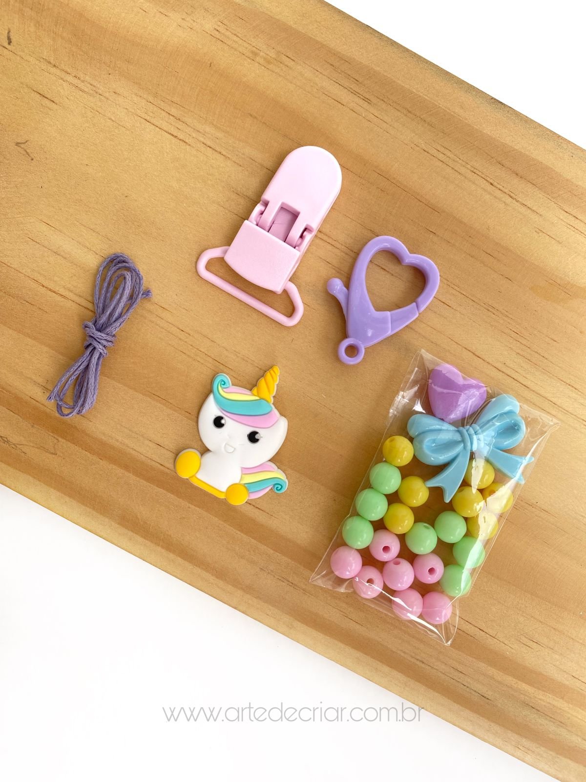 Kit completo p/ prendedor de chupeta Unicórnio bebê
