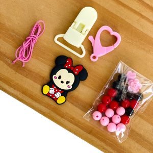 Kit completo p/ prendedor de chupeta Minnie sentada - Imagem 1