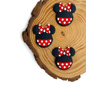 Aplique emborrachado cabeça da Minnie com laço - Imagem 1