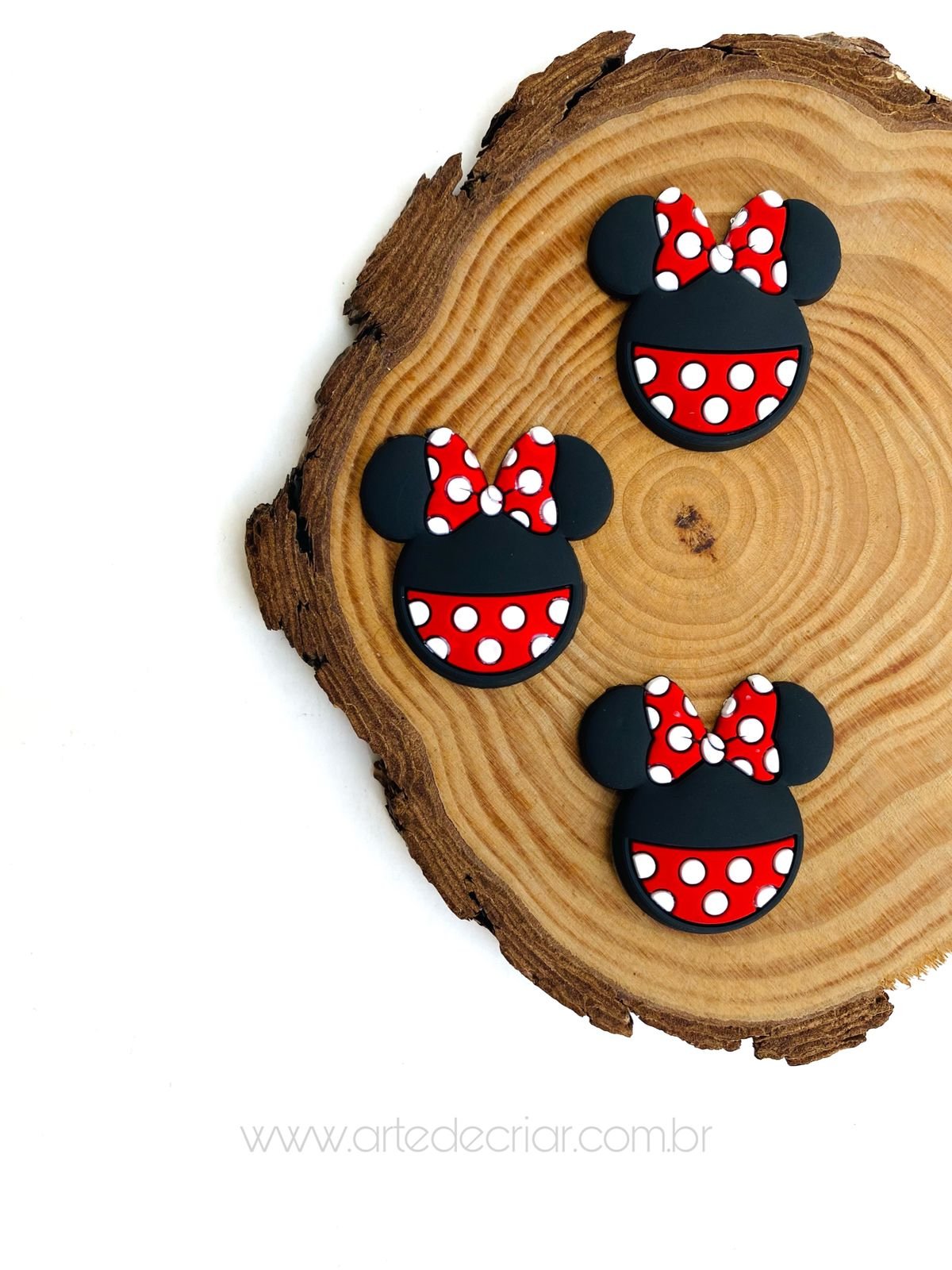 Aplique emborrachado cabeça da Minnie com laço