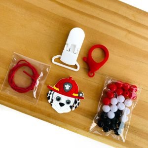 Kit completo p/ prendedor de chupeta Marshall Patrulha Canina