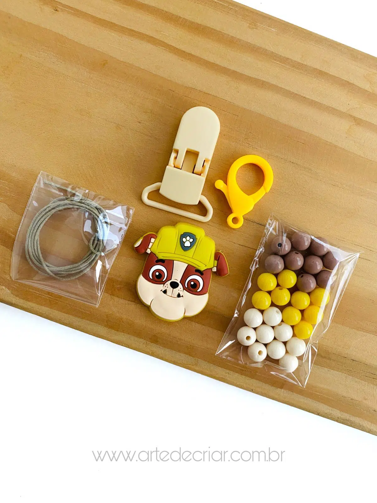 Kit completo p/ prendedor de chupeta Rublle Patrulha Canina