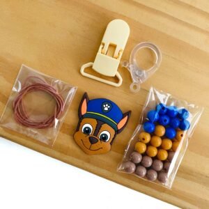 Kit completo p/ prendedor de chupeta Chase Patrulha Canina - Imagem 1
