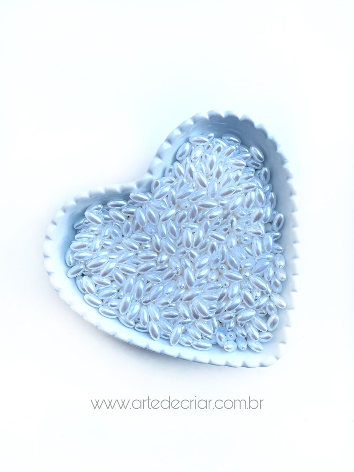 Arroz perolado em abs branco 6x10mm