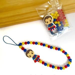 Kit p/ cordinha de garrafinha e strap phone - Super man cabelo marrom - Imagem 1