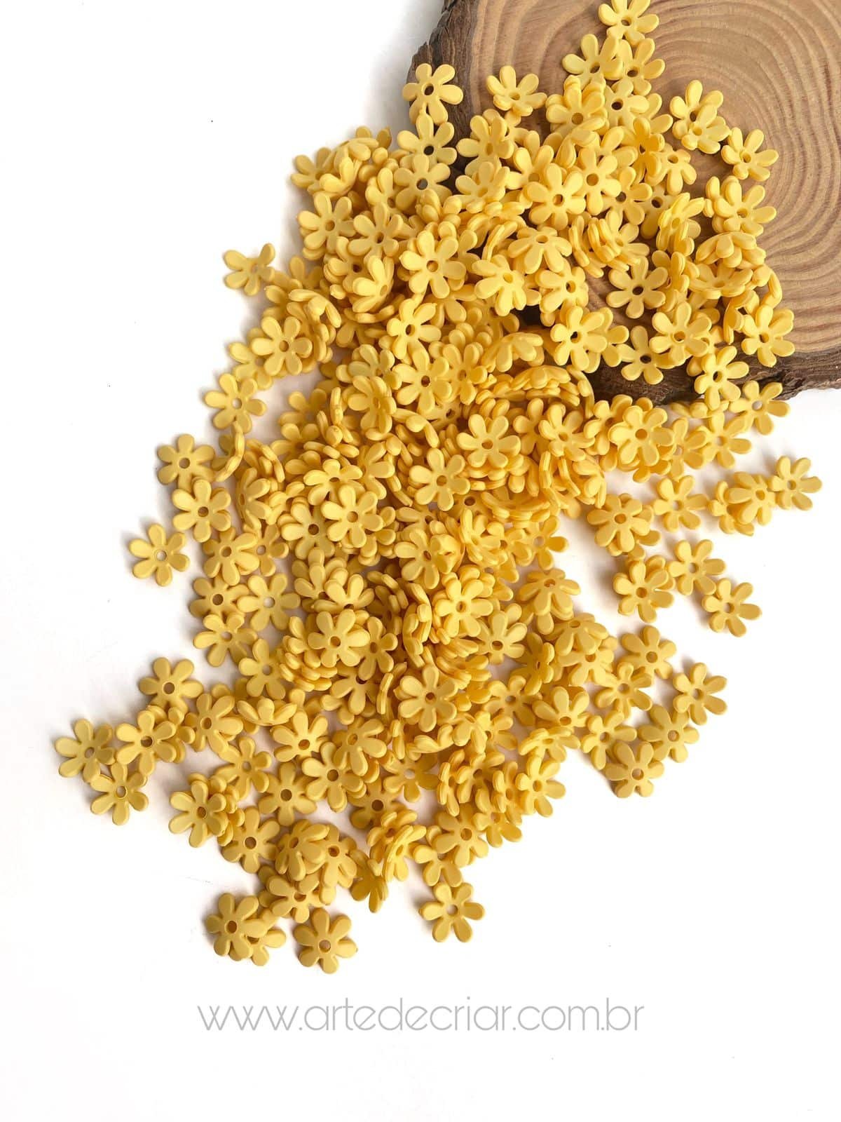 Mini flor de acrílico fosca amarelo