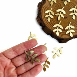 Aplique folha de lonita dourada 3,5cm (2 und) - Imagem 2