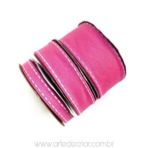 Fita jeans rosa chiclete (peça com 5 metros)