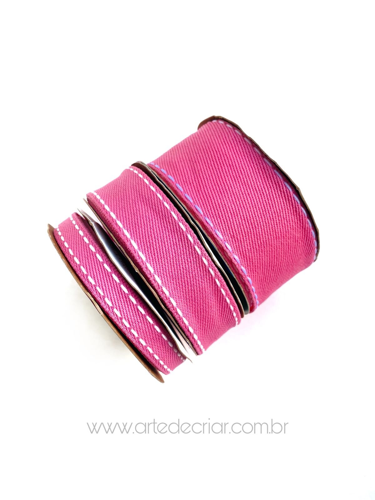Fita jeans rosa chiclete (peça com 5 metros)