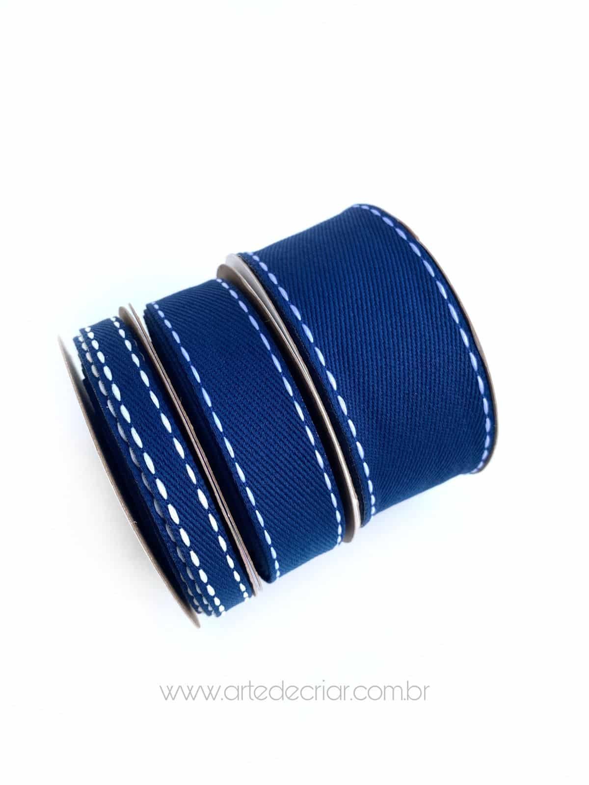 Fita jeans azul c/ branco (peça com 5 metros)