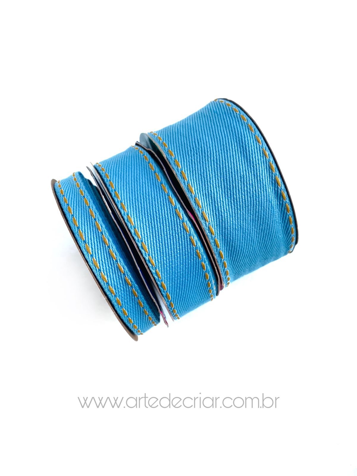 Fita jeans claro pespontada (peça com 5 metros)